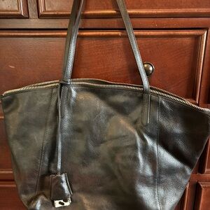 Italian Black Leather Tote Bag